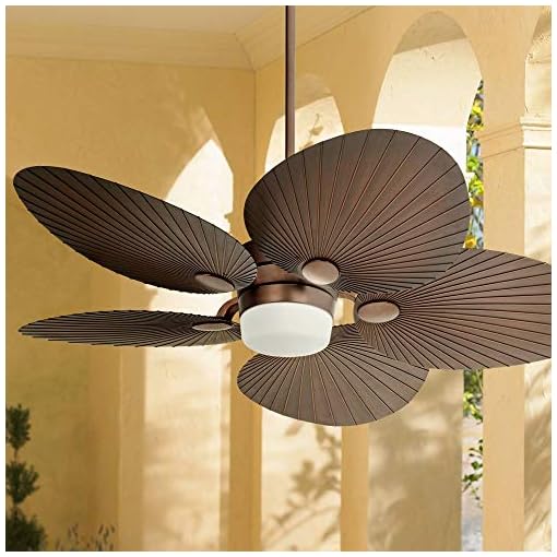 52 Casa Breeze Tropical Outdoor Ceiling Fan With Light Led Remote Control Oil Brushed Bronze Palm Leaf Damp Rated For Patio Porch Casa Vieja Beachfront Decor