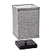 LED Fabric Bedside Table Lamp, Minimalist Solid Wood Table Lamp, Bedside Desk Lamp Square Nightstand Lamp with Flaxen Fabric Shade for Bedroom, Living Room, Kids Room, College Dorm, Coffee Table(Grey)