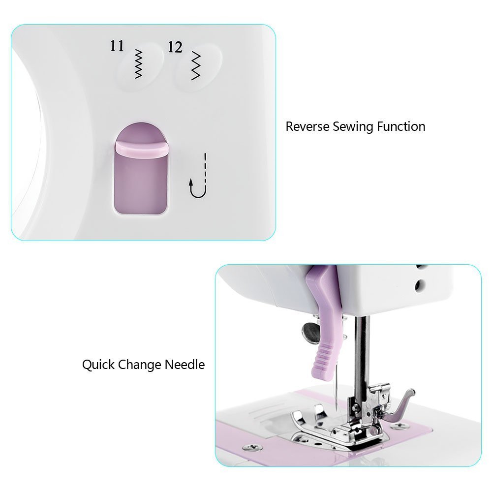 Mini macchina da cucire elettrica portatile professionale macchina cucire manuale per principianti con lampada 12 punti