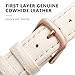 SWEES Leather Bands Compatible with Fitbit Versa 2 / Fitbit Versa Lite & SE/Fitbit Versa, Slim Thin Genuine Leather Replacement Strap for Versa Women (5.5 Inch - 7.9 Inch), Ivory