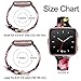 Maledan Compatible with Fitbit Versa Bands Women Men Large Small, Slim Genuine Leather Band Accessories Replacement Strap for Fitbit Versa Smart Watch, Black/Pink Floral, Small Size