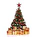 NICEXMAS Christmas Tree Toppers Star Treasures Glittered Decoration Ornament, 9 inch (Red)