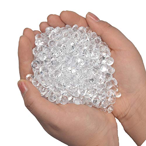 Meching Clear Acrylic Diamonds Crystals 11OZ(1100 PCS) Round Diamond Crystals Treasure Gems for Table Scatters, Vase Fillers, Event, Wedding, Birthday Decoration Favor, Arts & Crafts (Clear)