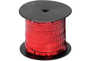 SHEENS 1 Roll Sequin String, 100 Yard Sequin String 6mm Decorative Accessory for Cloth Shoe Plastic Resin Sequin Line(Red)