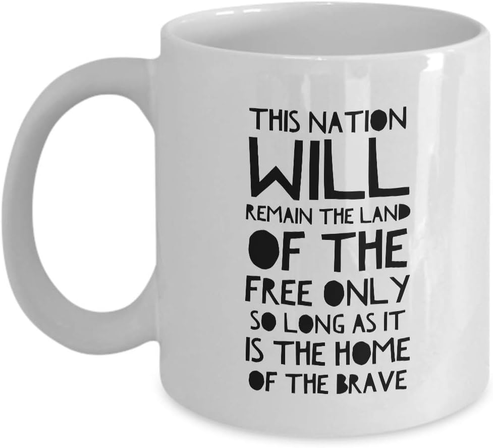 Amazon Com American Flag Coffee Mug The Home Of The Brave Historical National Represents United States President Symbol Patriotic 11 Oz Kitchen Dining