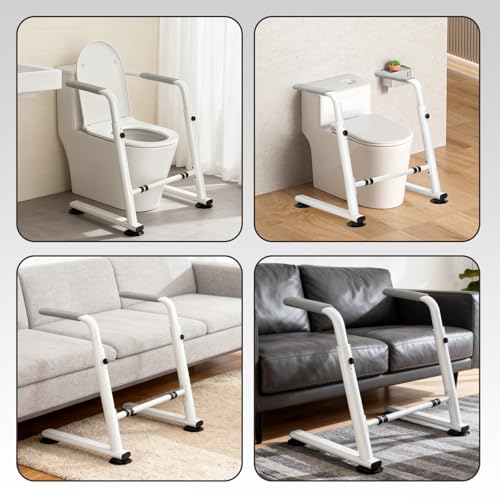 Heuffe Height Adjustable Toilet Raise Aid - Safety Frame with Armrests for Elderly/Disabled People - Toilet Support Handle without Drilling