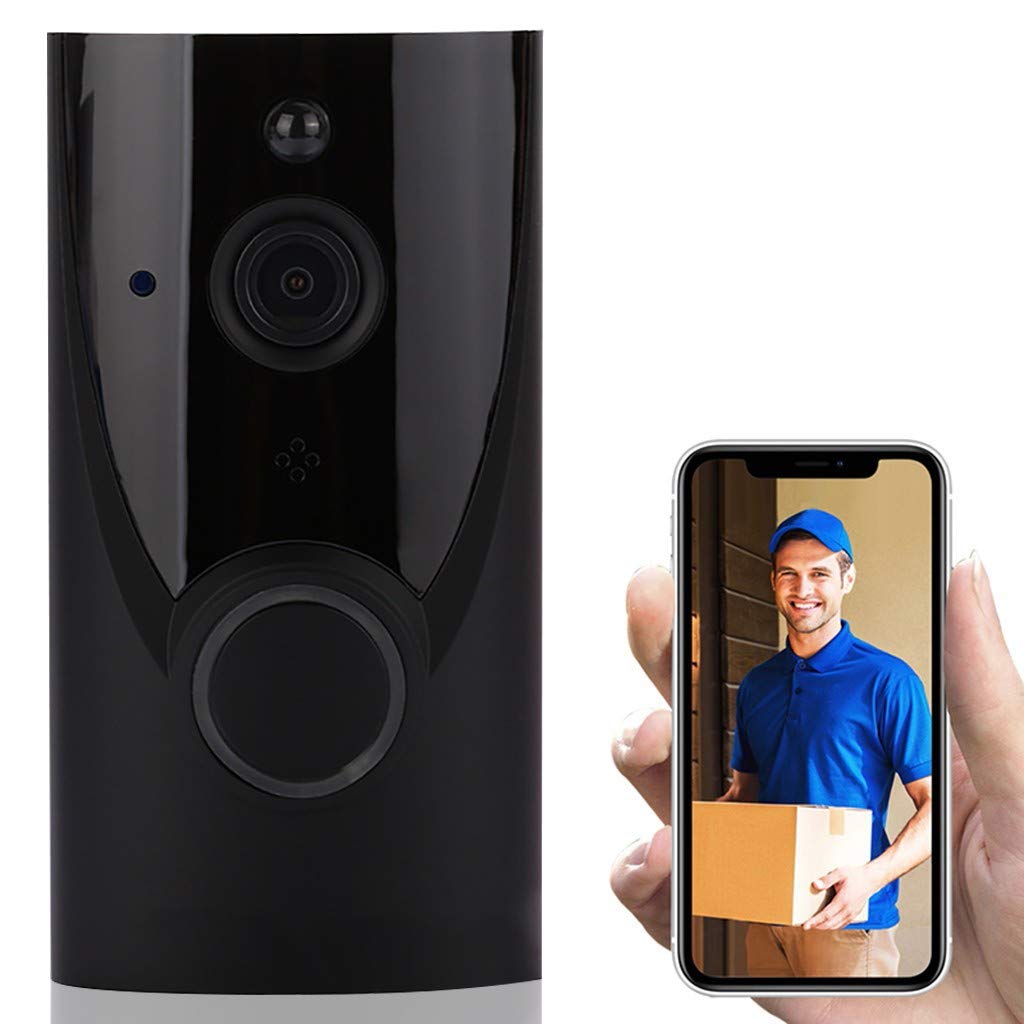 Home WiFi Smart Wireless Security Doorbell Visual Intercom Recording Video Kits (Black)