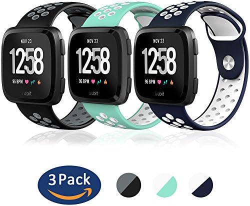 Fitbit Versa Bands Hagibis Sport Silicone Replacement Breathable Strap Bands for New Fitbit Versa Smart Fitness Watch (Z-03 -D)