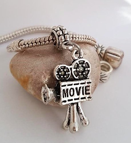 EWT I Love Movies, movie film projector camera , director producer Directing Hollywood Charm Pendant for Designer charm bracelets and any chain necklace