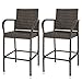 SUPER DEAL Upgraded Wicker Bar Stool Chairs Outdoor Backyard Rattan Chair w/Iron Frame, Armrest and Footrest (4)