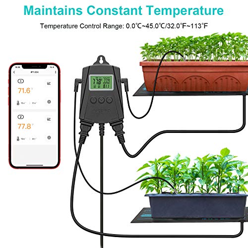 Inkbird WiFi Heat Mat Reptile Thermostat Controller Temperature Controller with 2 Probes and 2
