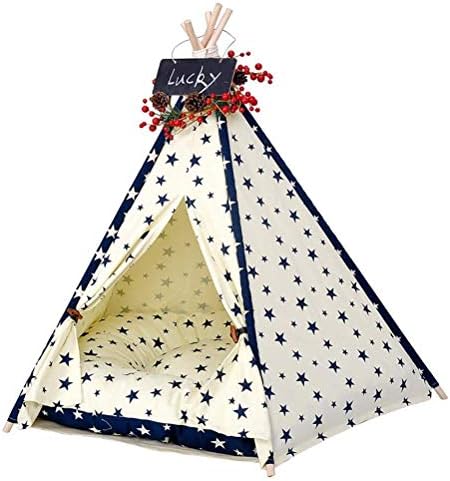 Yiuu Pet Teepee, Cat And Dog Bed, Cat And Dog Tents, Pet Houses With Cushion & Blackboard, Removable And Washable - Easy To Assemble,L [Energy Class A]