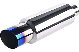 EVIL ENERGY Exhaust Muffler, Stainless Steel Exhaust Tip, Universal 14.6" Length (Burnt, 2.25'' Inlet 3'' Outlet)