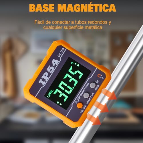 Digital inclinómetro 4 * 90 ° mide o fija ángulos, Medidor de buscador de ángulo digital Goniómetro de precisión con pantalla LCD para aserrado Decoración Carpintería