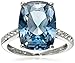Amazon Collection Sterling Silver Swarovski Denim Blue Color and Clear Crystal Ring, Size 7