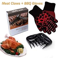 MCdreamUSA BBQ Set Tools Gloves + Bear Claw BBQ, 932F Extreme Heat Resistant Grill Gloves, Pork Shredder Claws