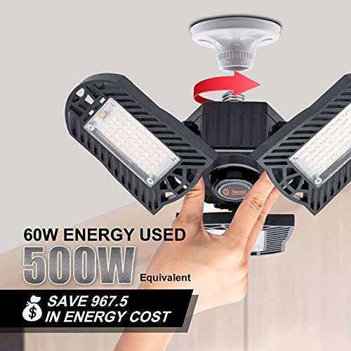 Remote Control Garage Light, Dimmable & Light Colors Adjustable