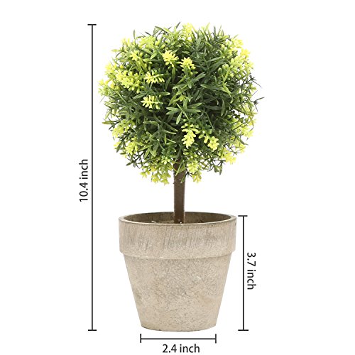 MyGift Mini Tabletop Faux Potted Artificial Topiary Plants In Ceramic