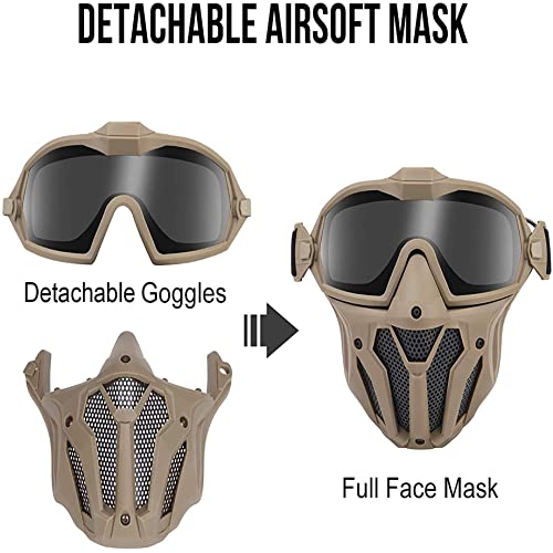 VISMIX Airsoft Mask, Full Face Paintball Mask with Detachable Goggles