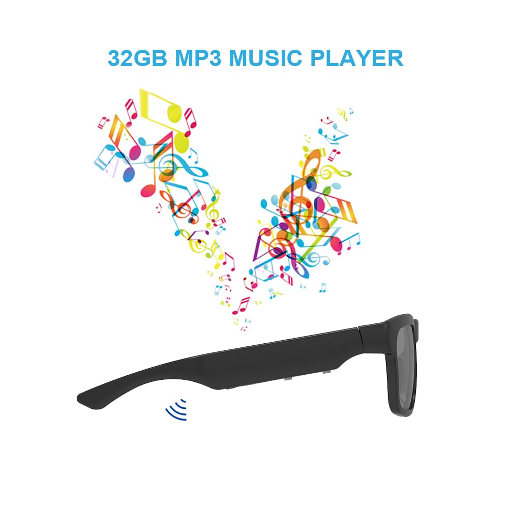 OhO Smart Glasses,32G MP3 Bluetooth Sunglasses with Open Ear Speaker Headphone, Indoor&Outdoor Sports,Polarized UV Protection,For Men Women