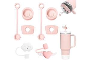8Pcs Silicone Spill Stopper Set and Straw Covers Compatible with Stanley Quencher 2.0 40oz/30oz Leak Proof for Stanley Cup Tu