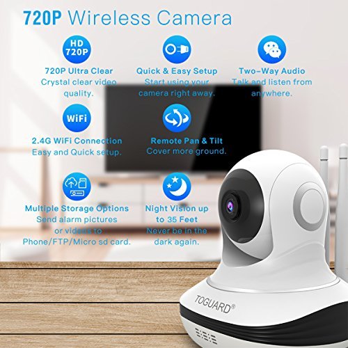 Wireless Security Camera, Toguard WiFi IP Camera with TwoWay Audio