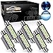 Partsam 6pcs Ice Blue 41mm 42mm Festoon 4-5050-SMD LED Light Interior Dome Map Trunk Cargo Footwell Replacement Bulb Lamp 12V 561 562 578 211-2