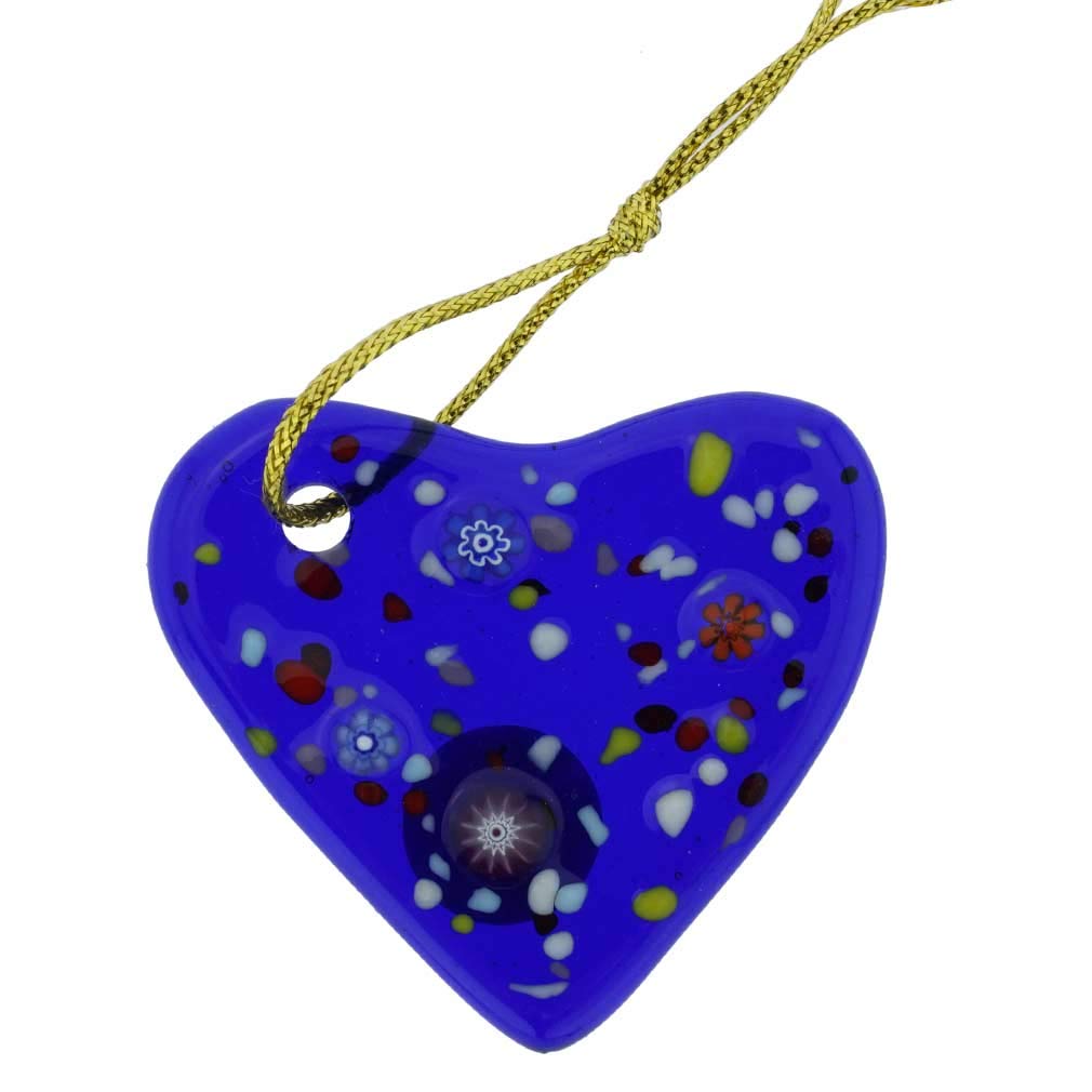 Glass Of Venice Murano Glass Heart Christmas Ornament - Blue