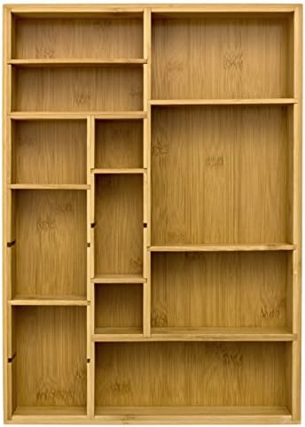 Intriom Bamboo Kitchen Drawer Organizer With Adjustable Parts Adjustable Dividers