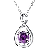 FANCIME Birthstone Necklaces for Women Fine Jewelry Sterling Silver Dainty Infinity Pendant Anniversary Birthday Valentines Day Gifts for Her Wife Mom Lady Daughter, Chain 16"+2" Extend