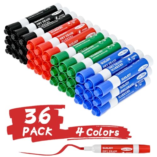 SUQJOY Dry Erase Markers Chisel Tip Whiteboard Markers Low Odor
