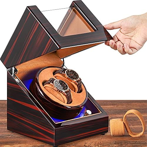 NEWTRY Automatic Watch Winder Double Watches Winder Boxes with Blue