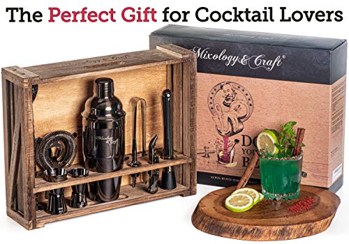 Mixology & Craft Cocktail Shaker Set 11-tlg. - Cocktail Set aus Edelstahl mit Bar Zubehör - Schwarz – Bild 3