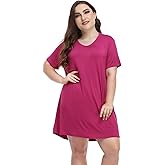 MissNina Women's Plus Size Nightgowns Soft Plus Size Sleep Shirt Night Shirt Sleep Dress V Neck Modal Sleepwear