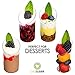DLux 32 x 2.5 oz Mini Dessert Cups with Spoons, Slanted Round - Clear Plastic Parfait Appetizer Cup - Small Reusable Serving Bowl for Tasting Party Desserts Appetizers - With Recipe Ebook