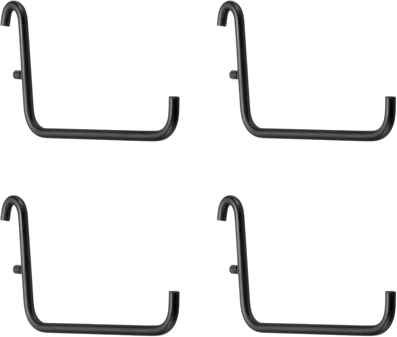 sourcing map 4pcs L Style Pegboard Hooks 3.75" Black Metal Garage Tool Storage