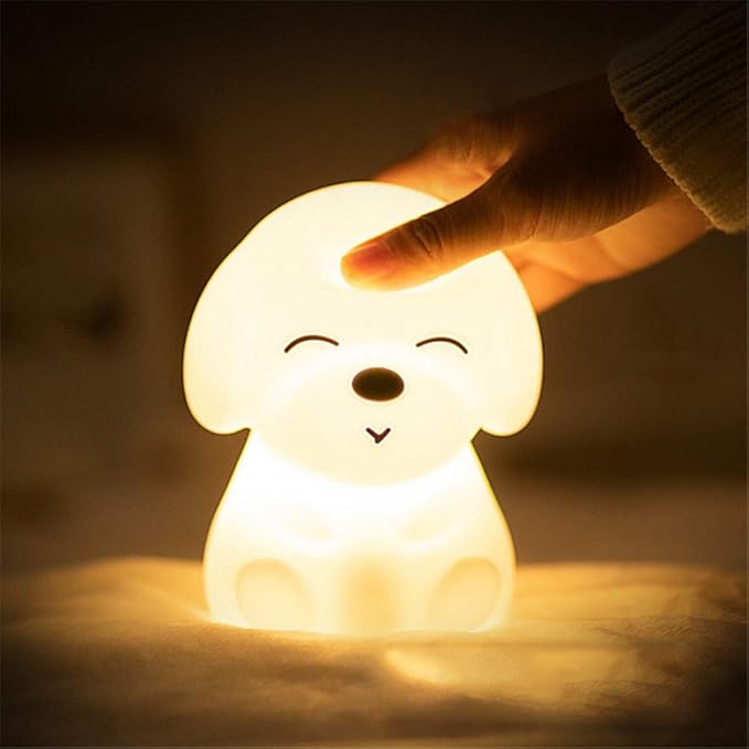 FTHKK Buntes Hund LED Nachtlicht, USB wiederaufladbares Silikon Soft