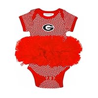 Two Feet Ahead NCAA Georgia Bulldogs Children Girls Pin Dot Tutu Creeper,6 mo,Red