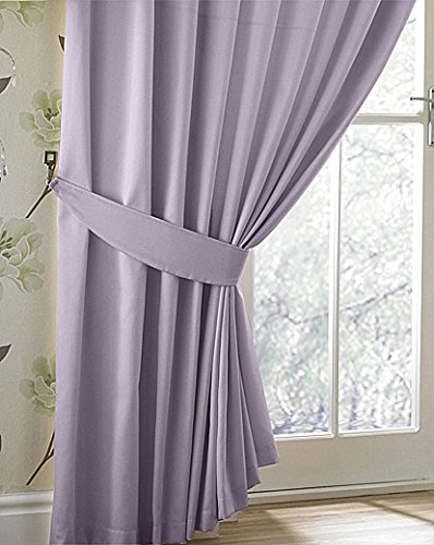 Lilac Plain Dyed Satin Lined One Pair Curtains 117x122cm 46x48