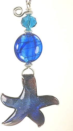 Cobalt Blue Stardust Starfish Lampwork Glass Ceiling Fan Pull