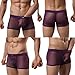 Men's Boxer Briefs Sexy Mesh Breathable Underwear Low Rise Cool Boxer(36Hong,M)