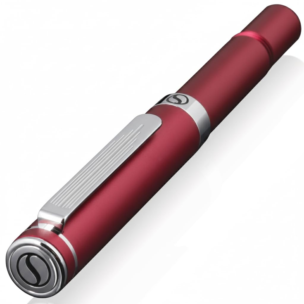 Scriveiner Red Rollerball EDC Luxury Pen, Stunning Red Pocket Pen with Chrome Finish, Best Writing Gift Set for Men & Women, Incliudes German Schmidt Refill, Great Present for the Office or Graduation