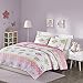 Comfort Spaces Pattern Kids Bedspread Mini Set-2 Piece-Pink White-Teens/Girls-Owl Print-Twin Size, Includes 1 Quilt, 1 Sham, Multi