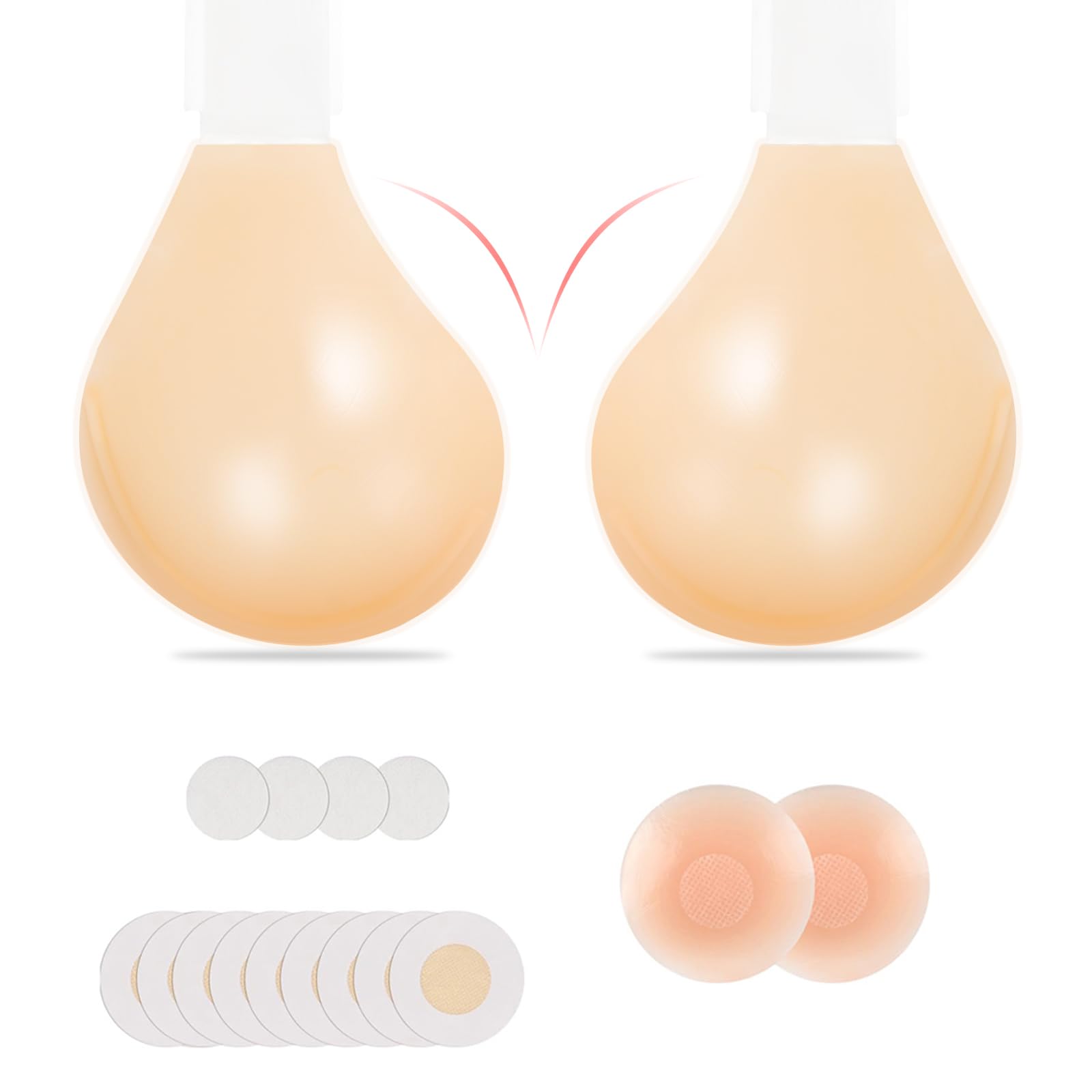 Photo 1 of Sticky Bra for Large & Saggy Breasts – Invisible Lift Push Up Bra, Reusable Strong Adhesive No-Show Sticky Boobs (US, Cup Band, DDD, Natural Style)