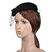 VBIGER Women's Fascinator Woolen Felt Pillbox Hat Cocktail Party Wedding Bow Veil (Black)
