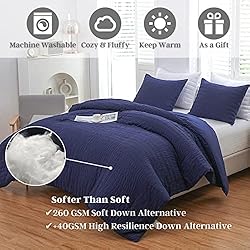 HAOWANER 3 Pieces Seersucker King Comforter Set
