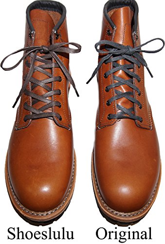 Shoeslulu 30" Premium Flat Waxed Cotton Bootlaces Shoelaces (29.5 in. (75 cm), Cigar Brown)