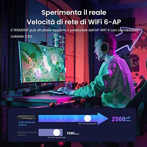 Switch 2.5 Gigabit, Switch Ethernet 2.5 Gbps 10 Porte, 2 Porte SFP 2,5 G e 8 Porte RJ-45 2,5G, Desktop e Montaggio a Parete, Compatibile con Computer, NAS, AP Wi-Fi 6 (TEM2010F)