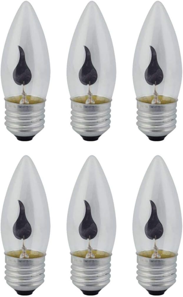 6Pack Flicker Flame Light Bulb, Dance with Soft Orange Glow, Medium Base E26 120V 3W