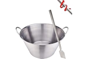 ARC ADVANCED ROYAL CHAMPION ARC Stainless Steel 21 Inches Heavy Duty Mexican Cazo Para Carnitas with 36" Mixing Paddle,41QT Large Outdoor Wok Great for Carnitas and Braising